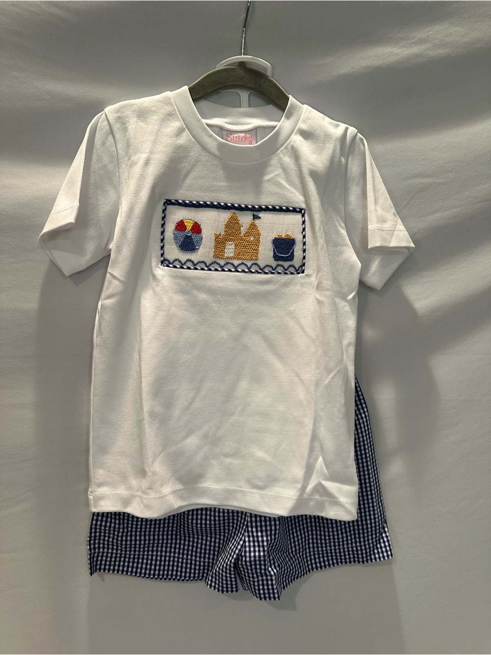 White Kids Beach Motif Tee Set